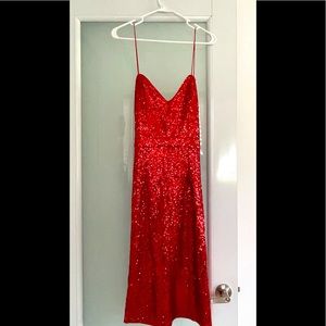 Red sequin open back dress. Nasty Gal  Rehab